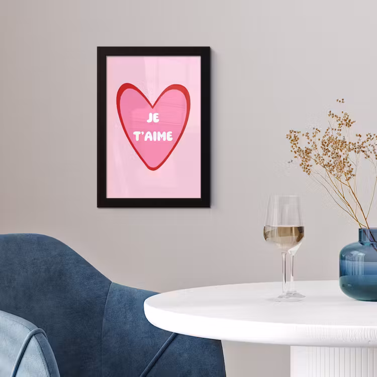 Poster met lijst - Hart - Frans - Valentijn - Roze — 2