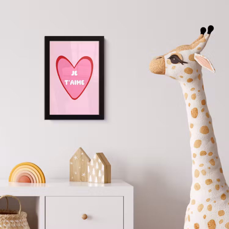 Poster met lijst - Hart - Frans - Valentijn - Roze — 5