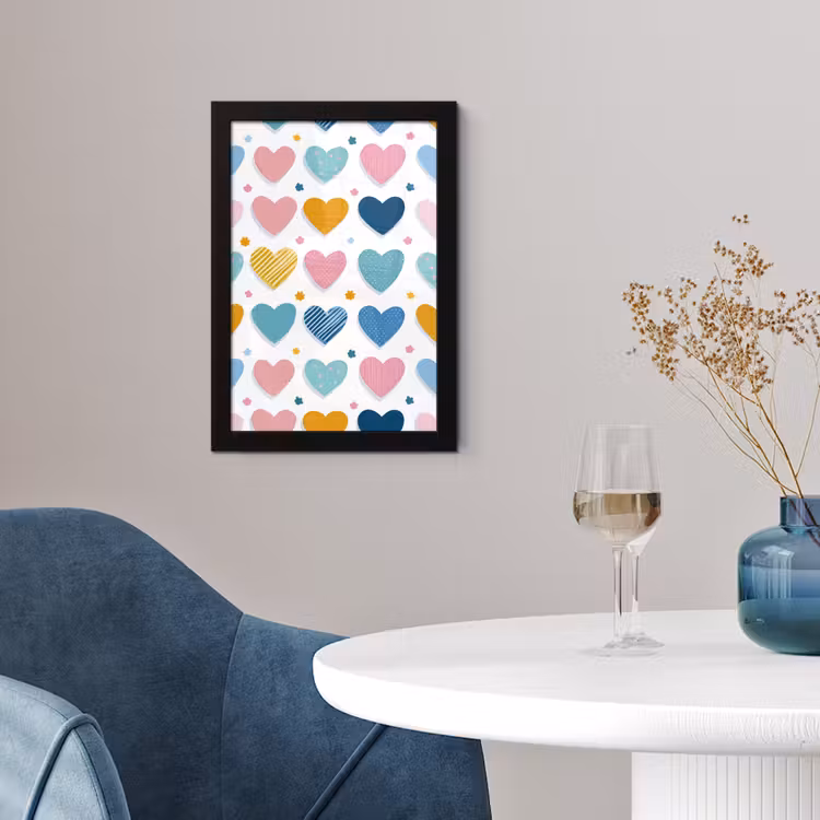 Poster met lijst - Hartjes - Pastel - Patroon — 2