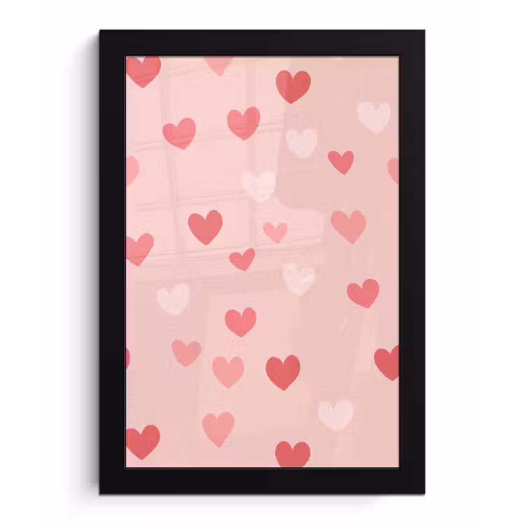 Poster met lijst - Hartjes - Patroon - Roze — 1