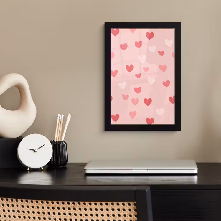 Poster met lijst - Hartjes - Patroon - Roze — 3