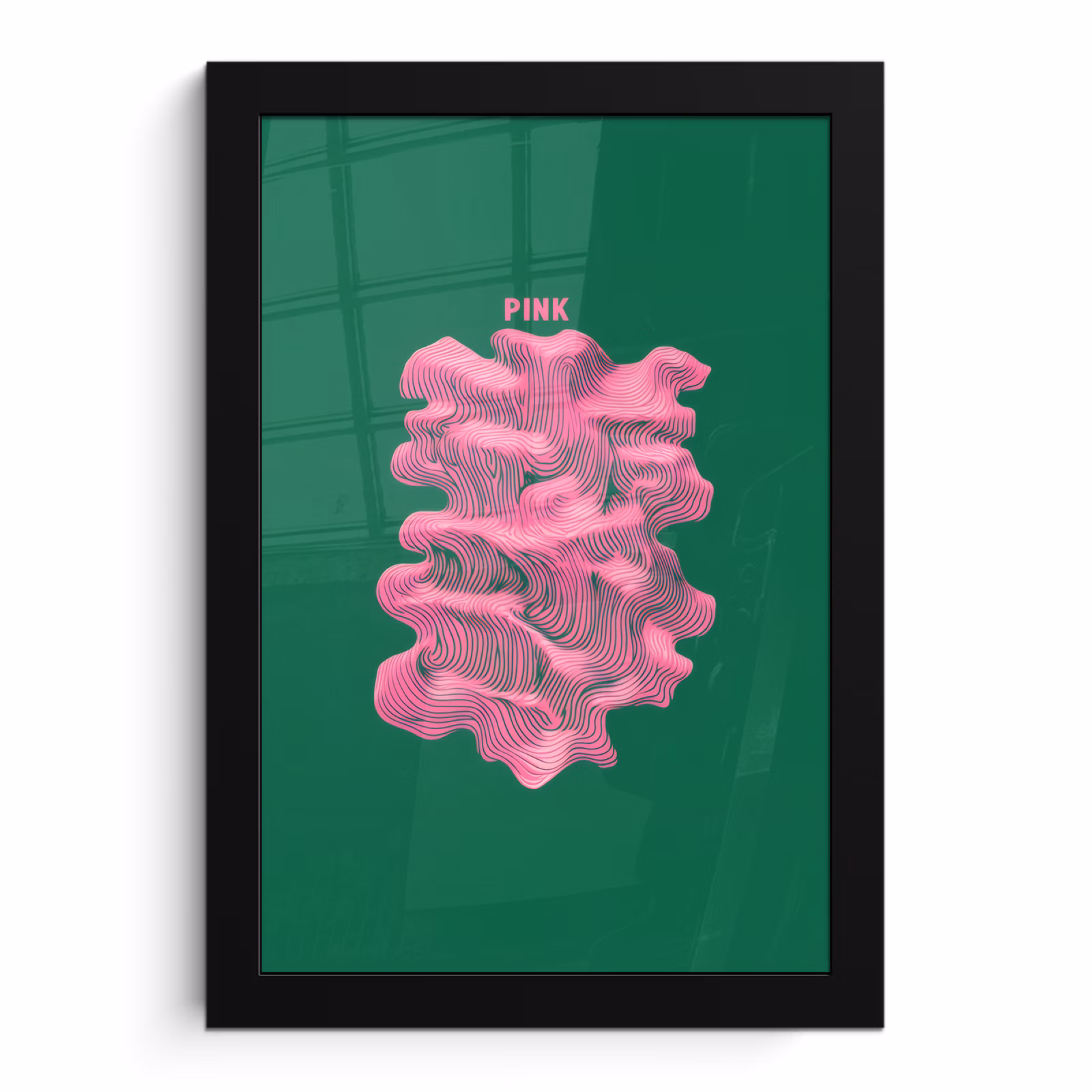 Poster met lijst - Abstract - Pink - Lijnen - Groen — 1