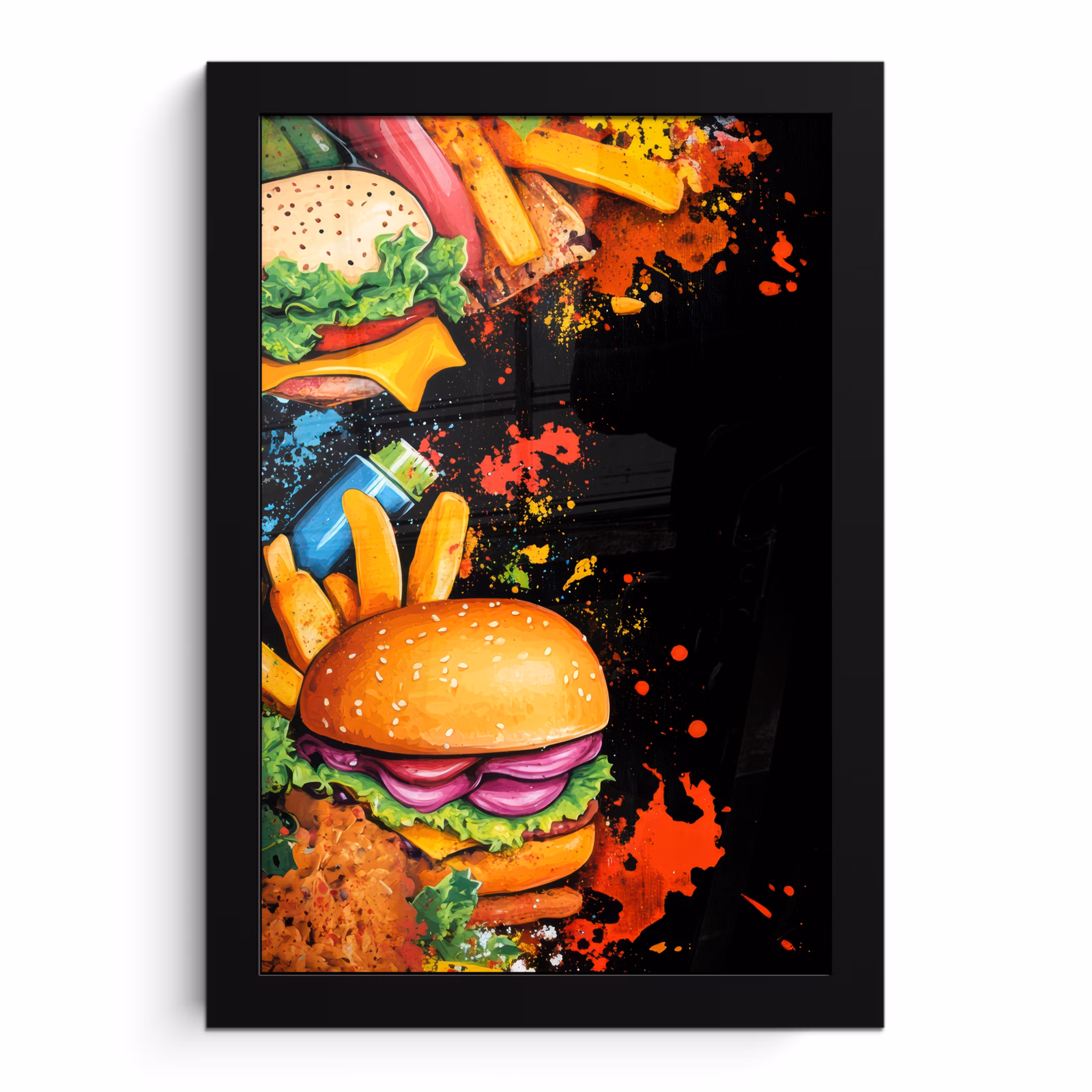 Poster met lijst - Fastfood - Graffiti - Hamburger - Eten - Modern — 1