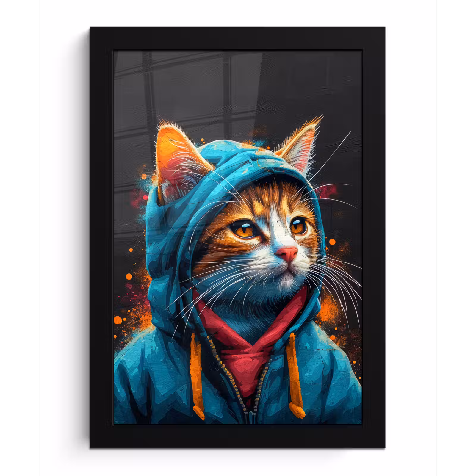 Poster met lijst - Graffiti - Kat - Zwart - Jas — 1