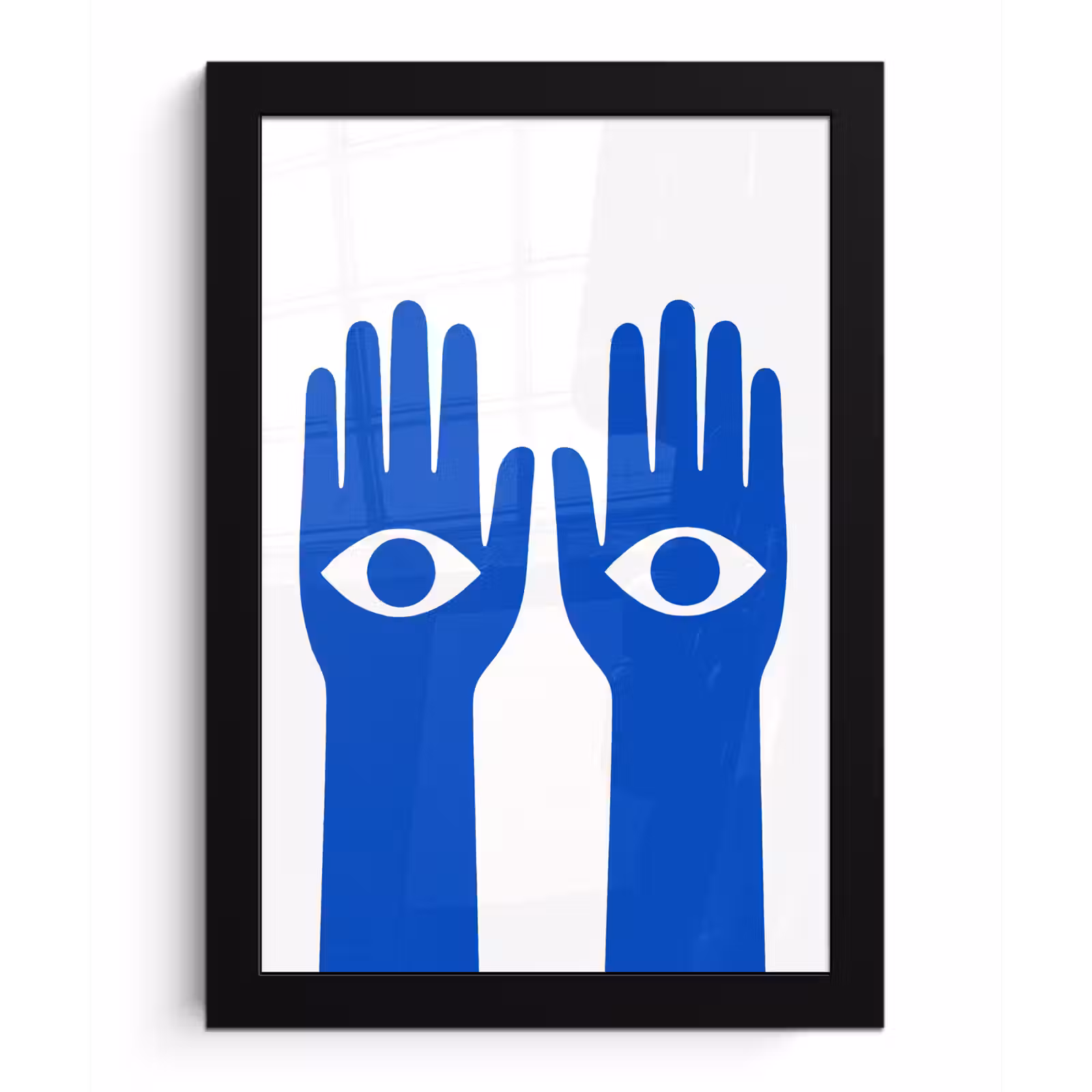 Poster met lijst - Handen - Twee - Ogen - Blauw — 1