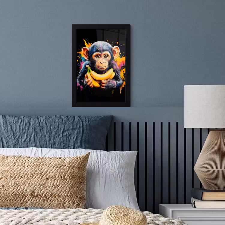 Poster met lijst - Aap - Graffiti - Kleurrijk - Bananen - Modern — 4