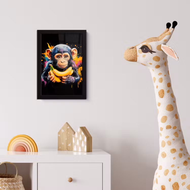 Poster met lijst - Aap - Graffiti - Kleurrijk - Bananen - Modern — 5