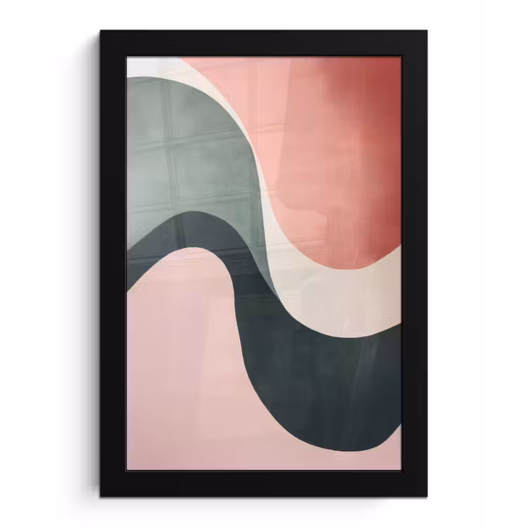 Poster met lijst - Abstract - Golven - Sierlijk - Roze — 1