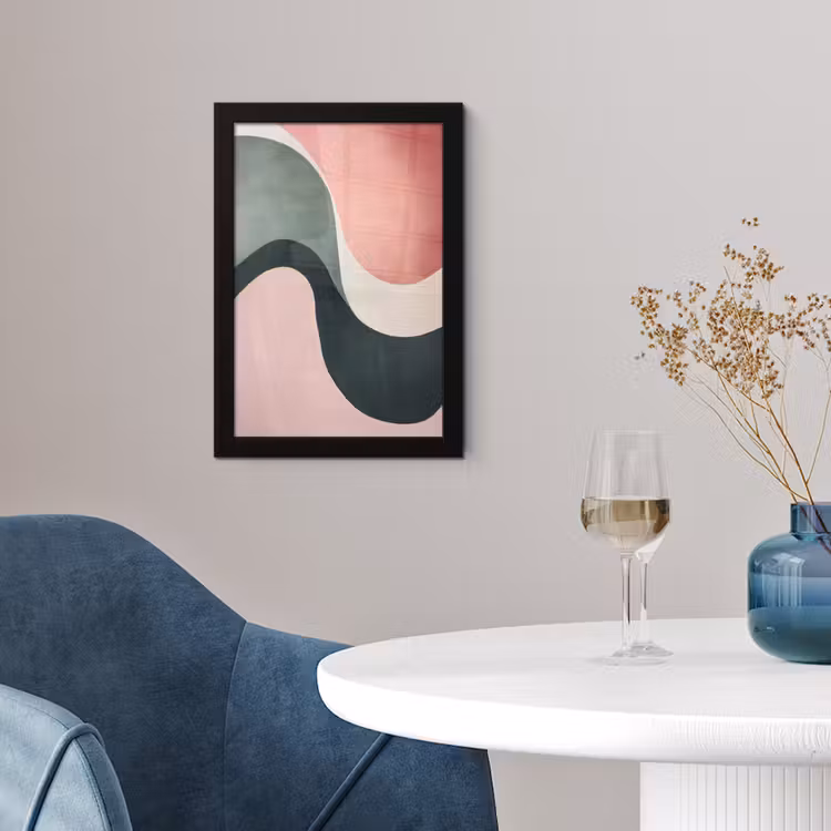 Poster met lijst - Abstract - Golven - Sierlijk - Roze — 2