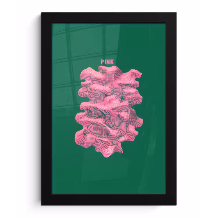 Poster met lijst - Abstract - Pink - Lijnen - Groen — 1