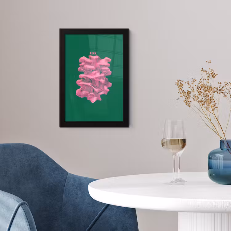Poster met lijst - Abstract - Pink - Lijnen - Groen — 2