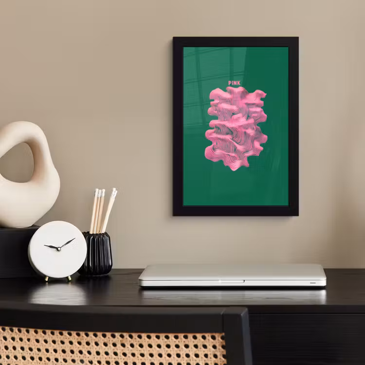 Poster met lijst - Abstract - Pink - Lijnen - Groen — 3