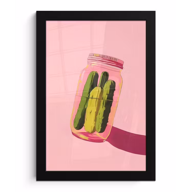 Poster met lijst - Augurken - Pot - Schaduw - Roze — 1