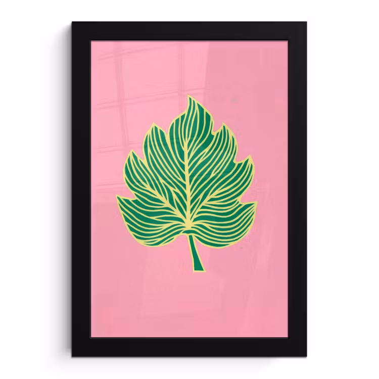 Poster met lijst - Blad - Groen - Illustratie - Minimalistisch — 1