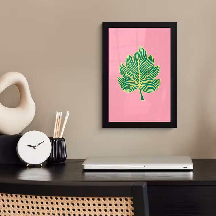 Poster met lijst - Blad - Groen - Illustratie - Minimalistisch — 3