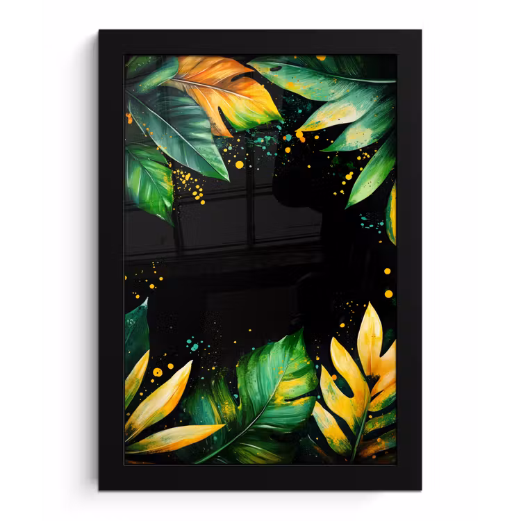 Poster met lijst - Bladeren - Groen - Geel - Verf - Jungle — 1