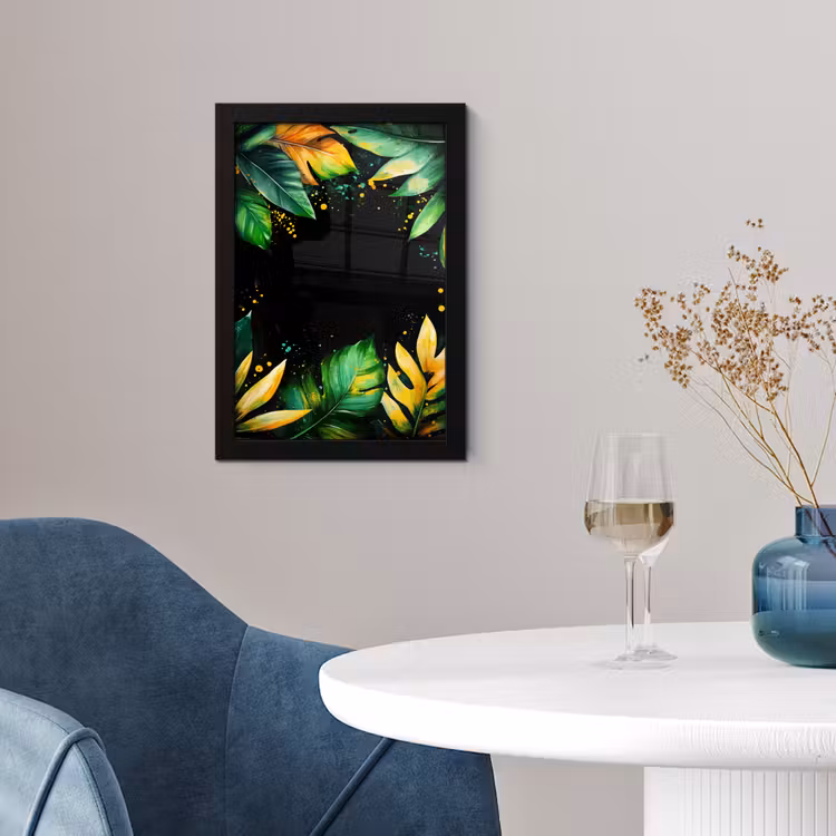 Poster met lijst - Bladeren - Groen - Geel - Verf - Jungle — 2