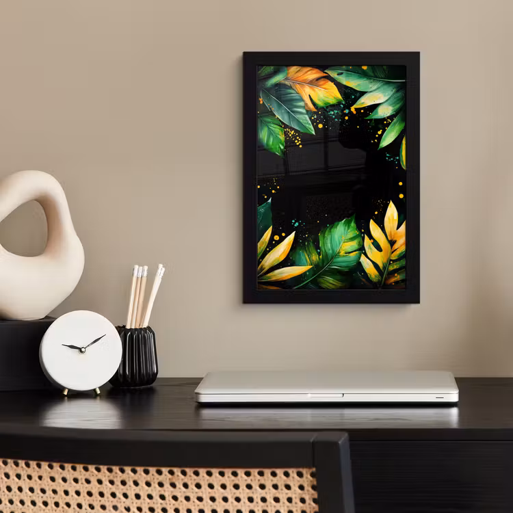 Poster met lijst - Bladeren - Groen - Geel - Verf - Jungle — 3