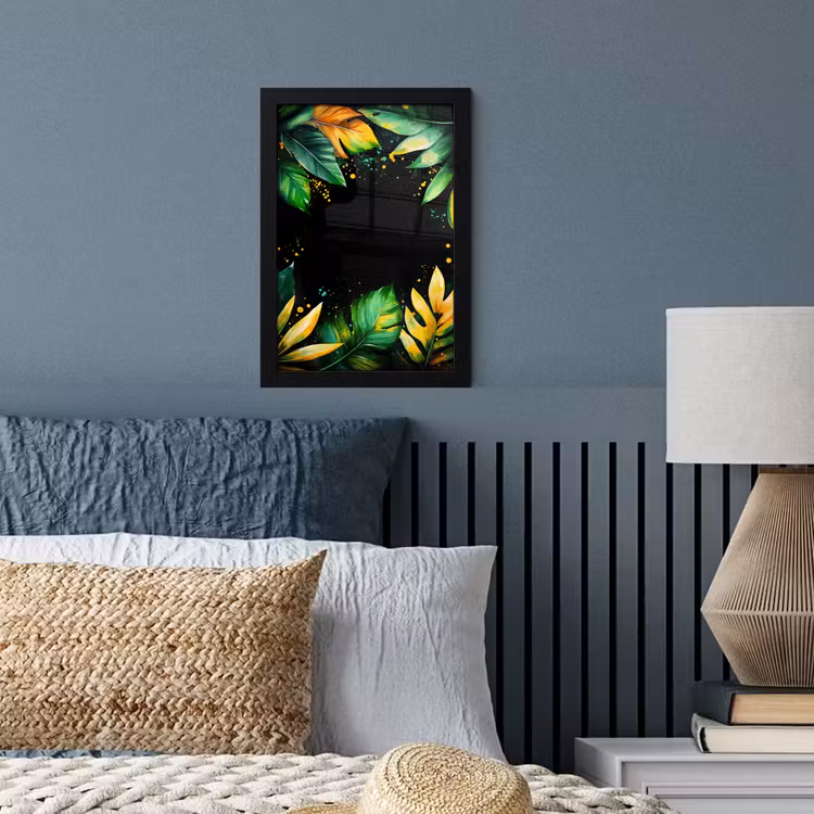 Poster met lijst - Bladeren - Groen - Geel - Verf - Jungle — 4