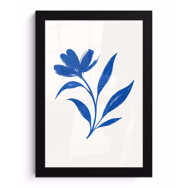 Poster met lijst - Bloem - Blaadjes - Minimalistisch - Blauw — 1