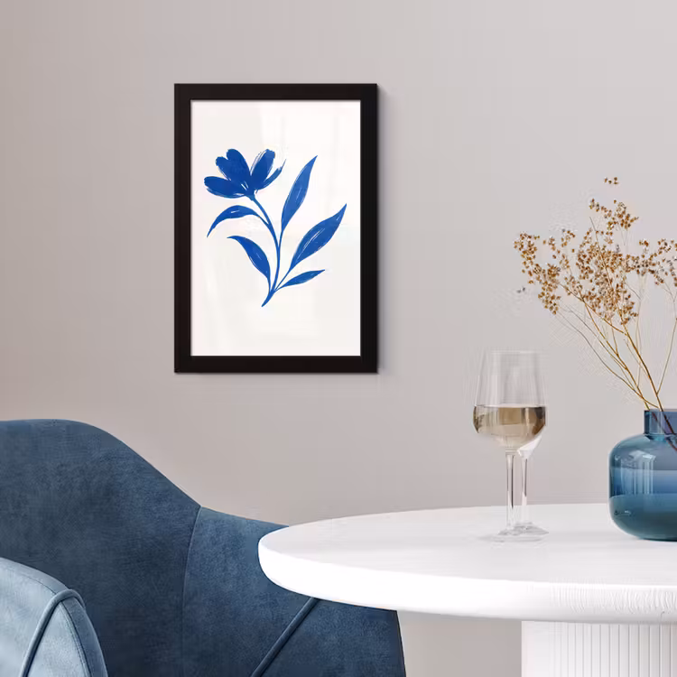 Poster met lijst - Bloem - Blaadjes - Minimalistisch - Blauw — 2