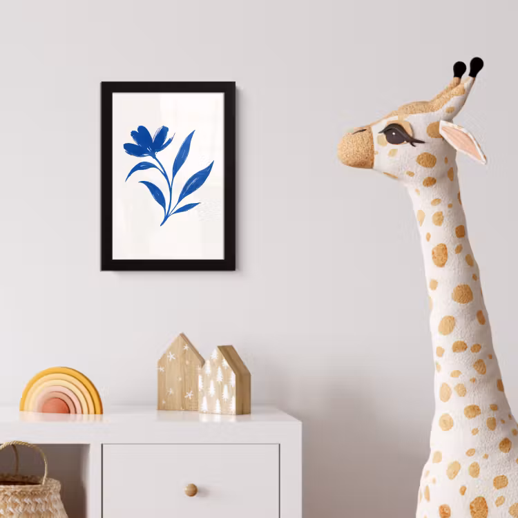 Poster met lijst - Bloem - Blaadjes - Minimalistisch - Blauw — 5
