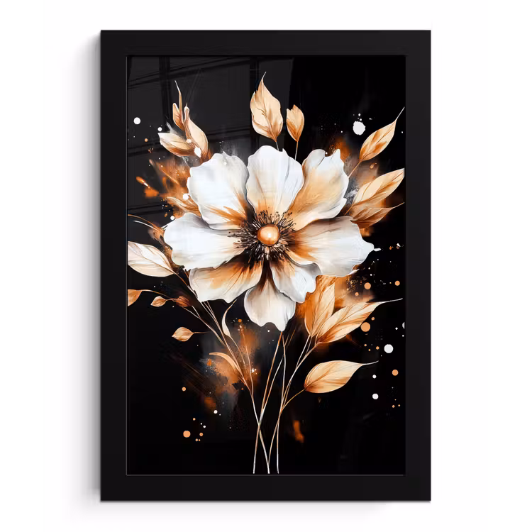 Poster met lijst - Bloem - Verf - Goud - Graffiti - Modern — 1