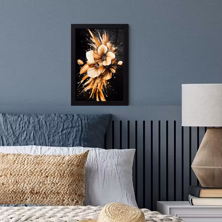 Poster met lijst - Bloemen - Goud - Graffiti - Zwart - Abstract — 4