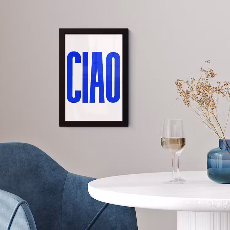 Poster met lijst - Ciao - Hoofdletters - Blauw - Minimalistisch — 2