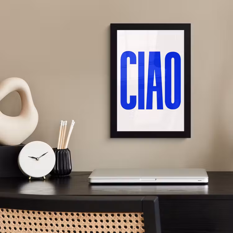 Poster met lijst - Ciao - Hoofdletters - Blauw - Minimalistisch — 3