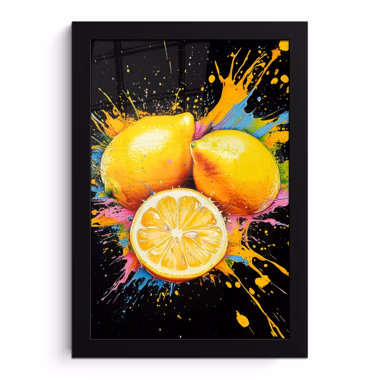 Poster met lijst - Citroen - Graffiti - Kleurrijk - Verf - Modern — 1