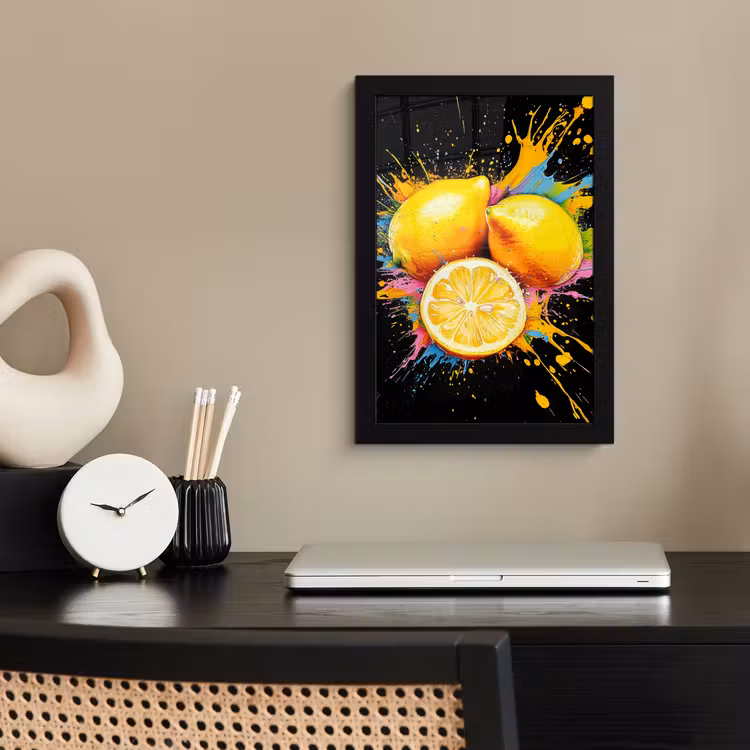 Poster met lijst - Citroen - Graffiti - Kleurrijk - Verf - Modern — 3