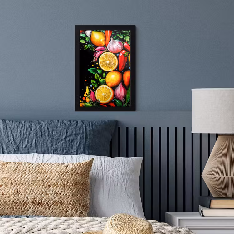 Poster met lijst - Citroenen - Peper - Kruiden - Graffiti - Verf - Abstract — 4