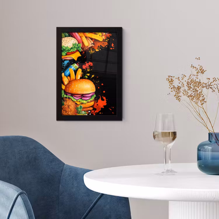 Poster met lijst - Fastfood - Graffiti - Hamburger - Eten - Modern — 2