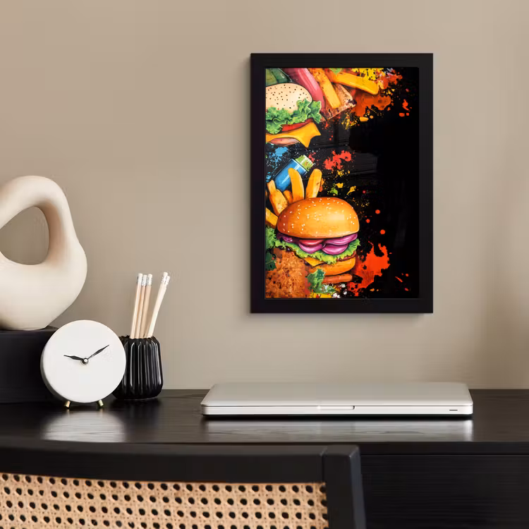 Poster met lijst - Fastfood - Graffiti - Hamburger - Eten - Modern — 3