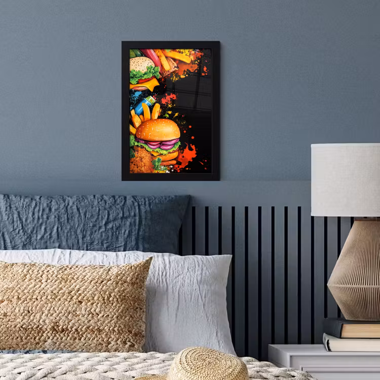 Poster met lijst - Fastfood - Graffiti - Hamburger - Eten - Modern — 4
