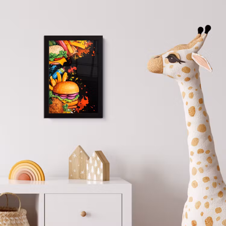 Poster met lijst - Fastfood - Graffiti - Hamburger - Eten - Modern — 5