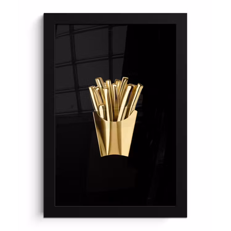 Poster met lijst - Friet - Goud - Chrome - Eten — 1