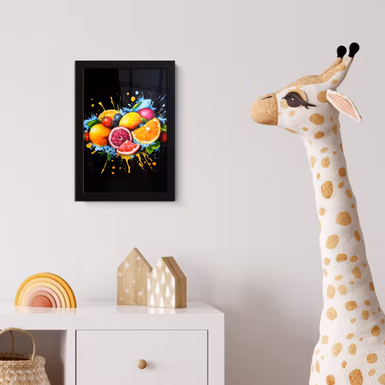 Poster met lijst - Fruit - Graffiti - Kleurrijk - Sinaasappel - Aardbei - Abstract — 5