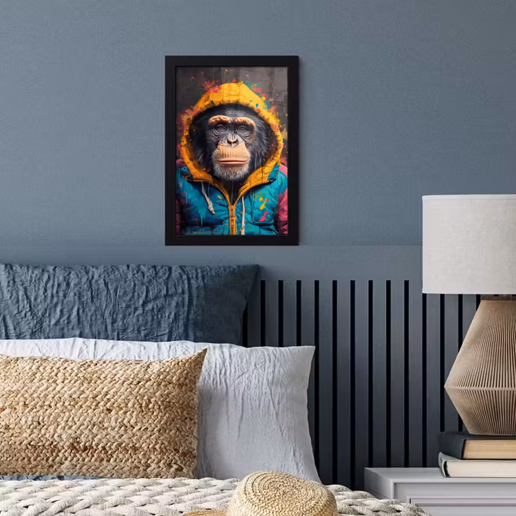Poster met lijst - Graffiti - Chimpansee - Jas - Aap - Verf — 4