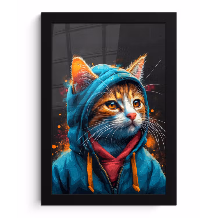 Poster met lijst - Graffiti - Kat - Zwart - Jas — 1