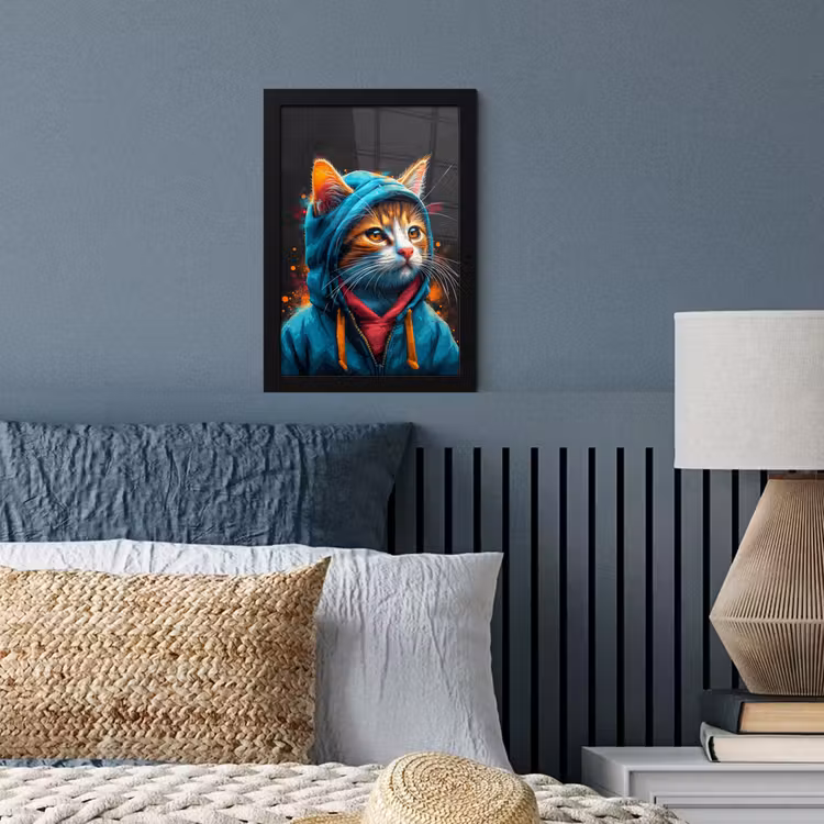 Poster met lijst - Graffiti - Kat - Zwart - Jas — 4