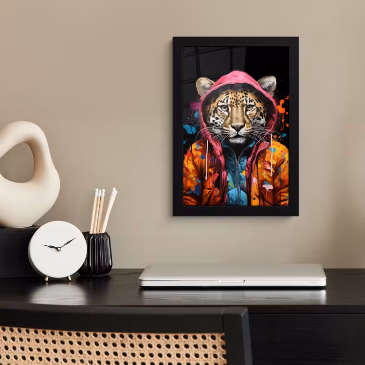 Poster met lijst - Graffiti - Luipaard - Zwart - Jas — 3
