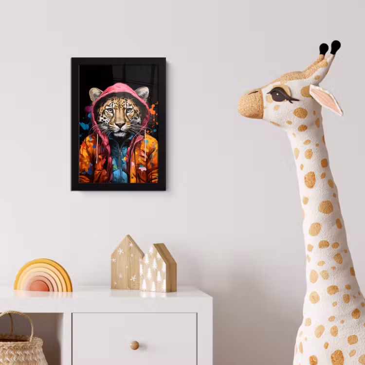 Poster met lijst - Graffiti - Luipaard - Zwart - Jas — 5
