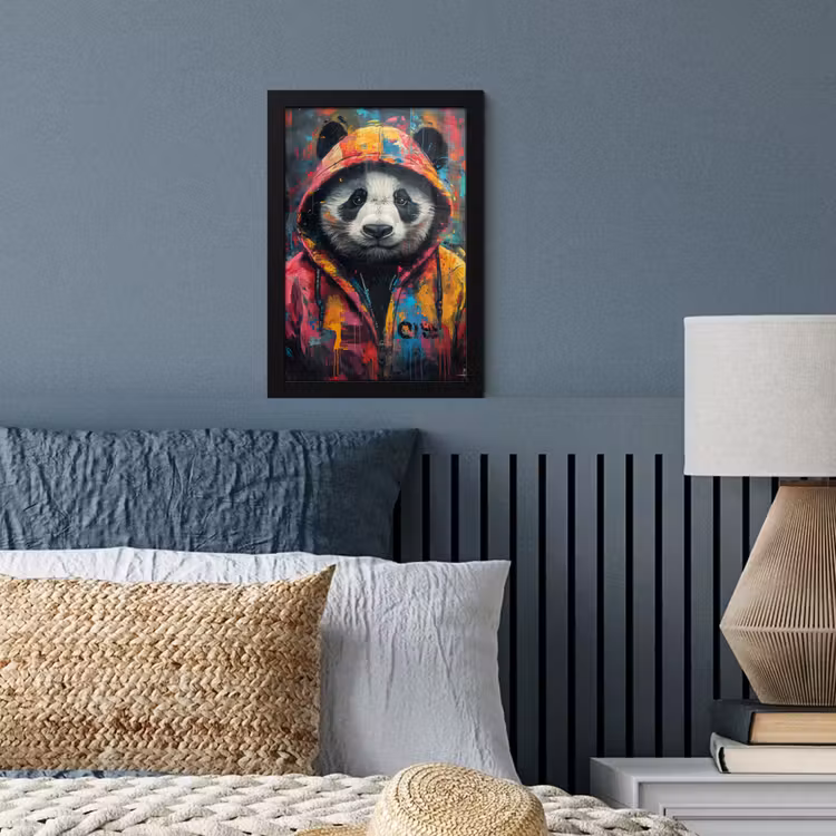 Poster met lijst - Graffiti - Panda - Jas - Kleurrijk — 4