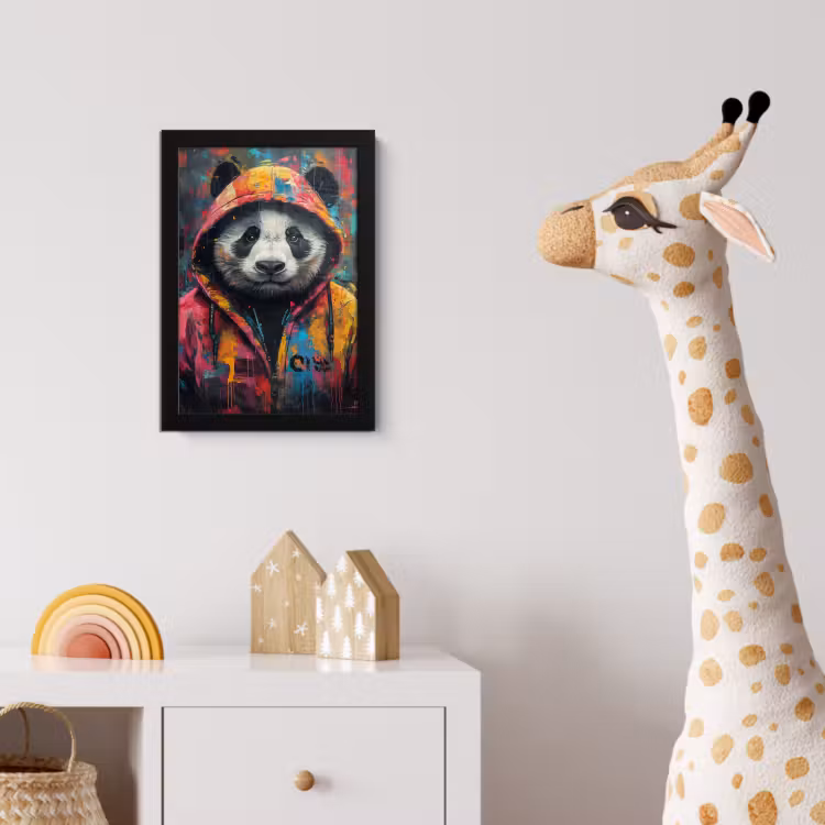 Poster met lijst - Graffiti - Panda - Jas - Kleurrijk — 5