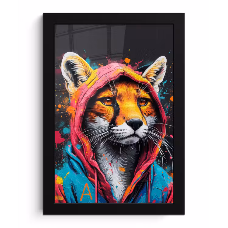 Poster met lijst - Graffiti - Vos - Jas - Pop art — 1