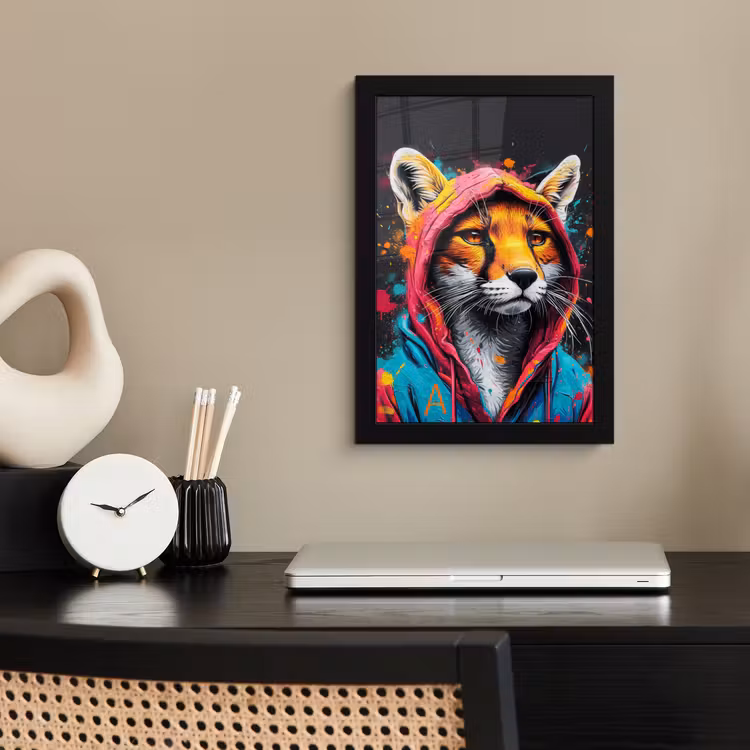 Poster met lijst - Graffiti - Vos - Jas - Pop art — 3