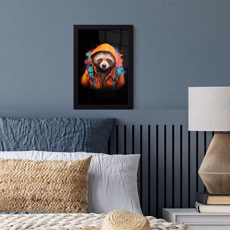 Poster met lijst - Graffiti - Wasbeer - Jas - Zwart — 4
