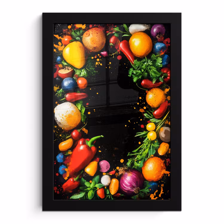 Poster met lijst - Groente - Graffiti - Kleurrijk - Koken - Abstract — 1
